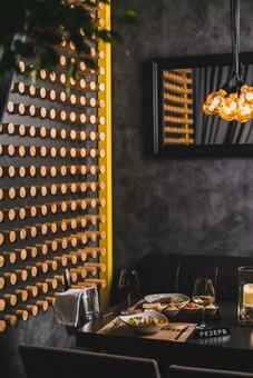 Cozy interior in the restaurant &quot;moondeer&quot; in odessa. book with a discount