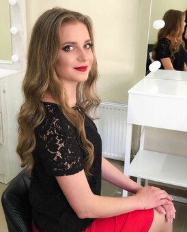 Evening hairstyle in the make up beauty salon. sign up for an evening hairstyle for the promotion