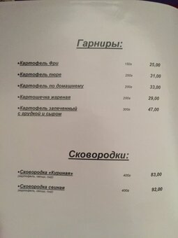 Меню Пан Гарбузан