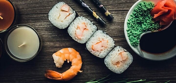 Sushi with a discount at the bar drying
