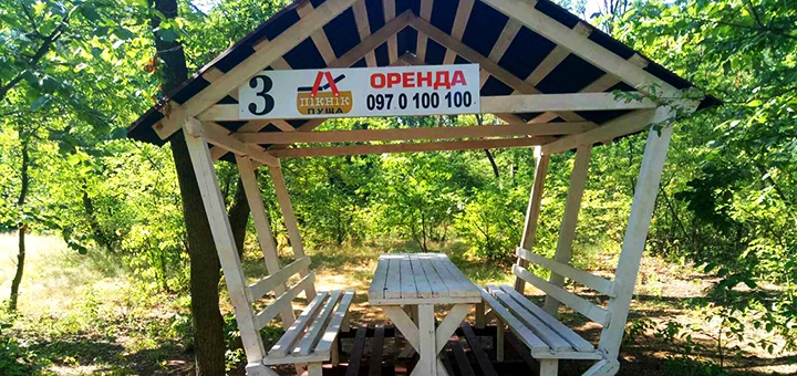 Зона отдыха Пикник Пуща. Бронируйте беседки по акции 9