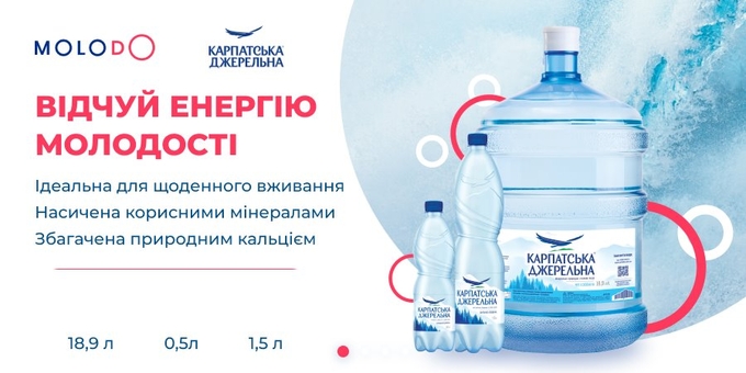 Доставка бутильованої води Molodo у Львові. Замовляйте зі знижкою.