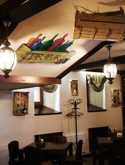 The interior in the cafe "Tarabar" in the Dnieper. Order at a discount
